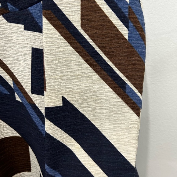 Pinkyotto Beige and Blue Abstract Geometric Textured Printed Ruffle Dress - Picture 4 of 8